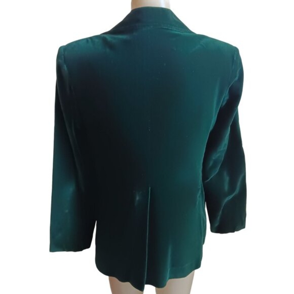 Women's Vintage Blazer Koret California Velvet Jacket Suit Emerald Green 1970's - Picture 4 of 9